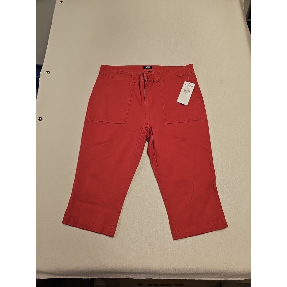 Women's American Living Sz‎ 12 Red Flat Front  Capri Pockets  New